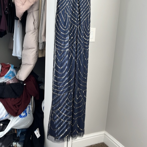 Adrianna Papell Navy Beaded Halter Gown, NWT - Picture 6 of 6